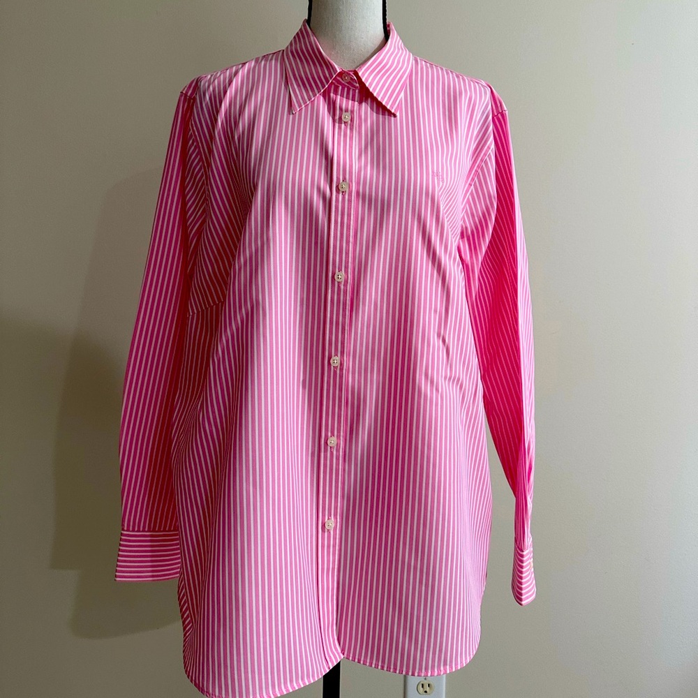 Lauren Ralph Lauren Pink Striped Button-Up Shirt